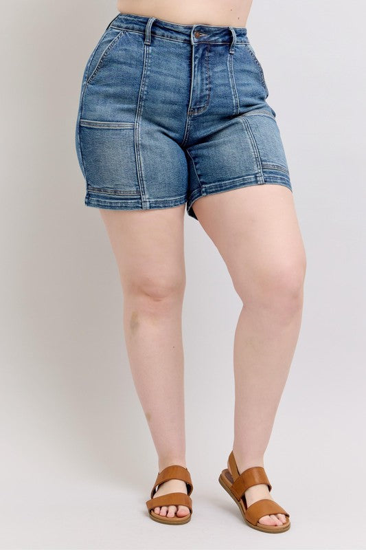 Judy Blue High Rise Denim Shorts Plus Size - Versatile & Stylish