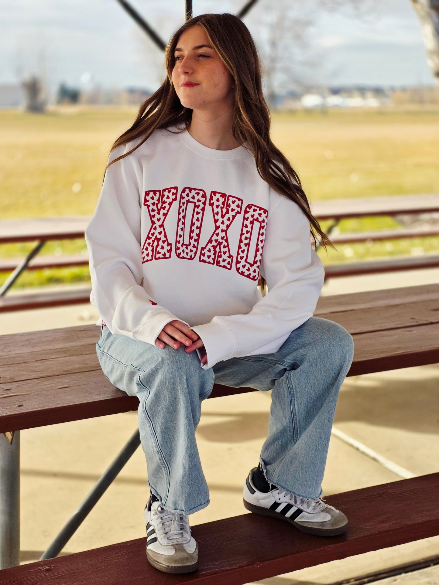 XOXO Heart Puff Print Sweatshirt
