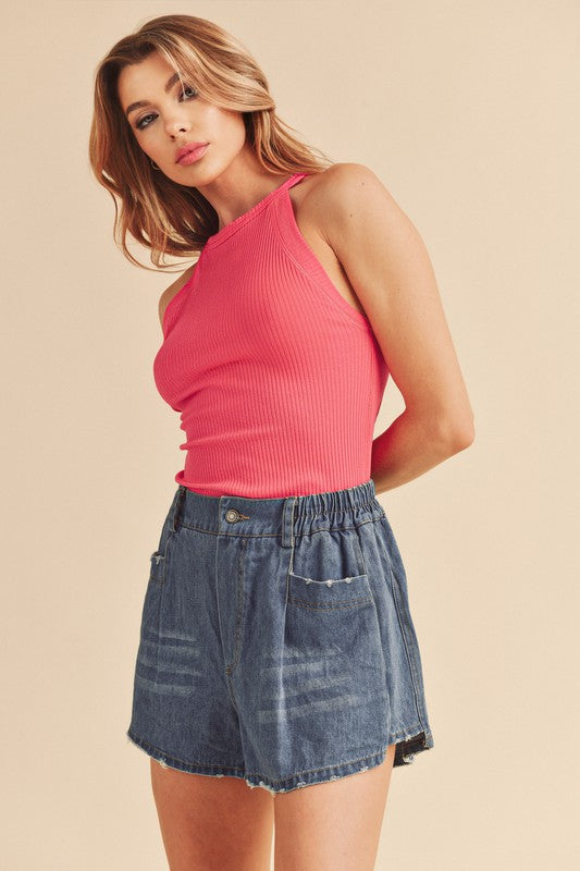Aemi + Co Ribbed Round Neck Tank