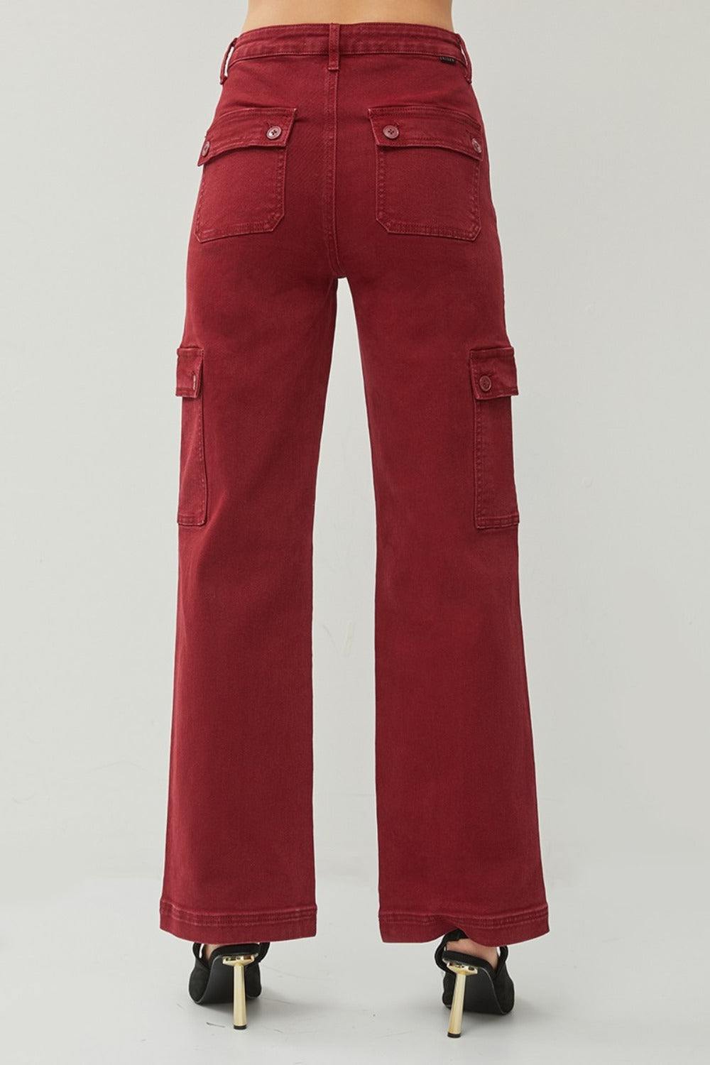 RISEN Full Size High Rise Wide Leg Cargo Jeans