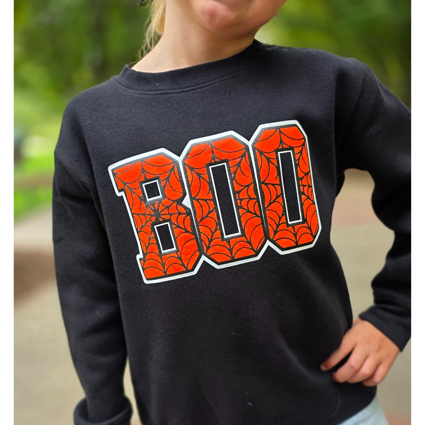BOO Puff Ink Sweatshirt – Kids (2T–YXL)