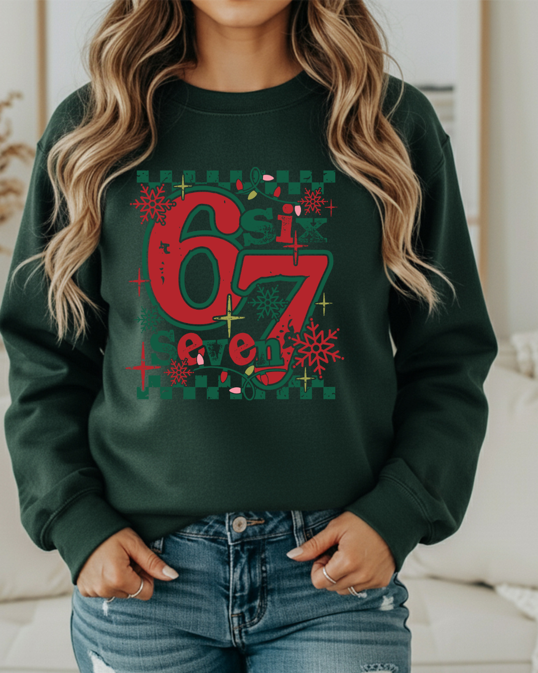 Six Seven Christmas Sweatshirt – Funny Holiday Saying Sweatshirt, Festive Winter Pullover