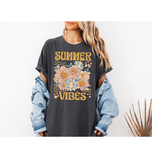 Summer Vibes Flower Graphic Tee