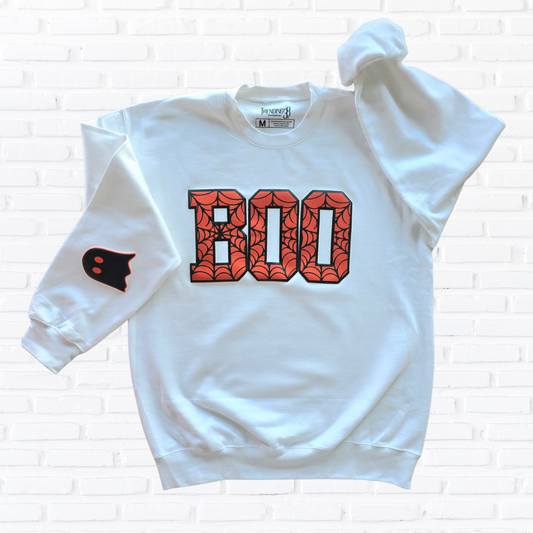 White BOO Puff Crewneck- Adult (S-4XL)