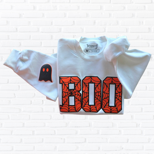 White BOO Puff Crewneck- Kids (S-XL)