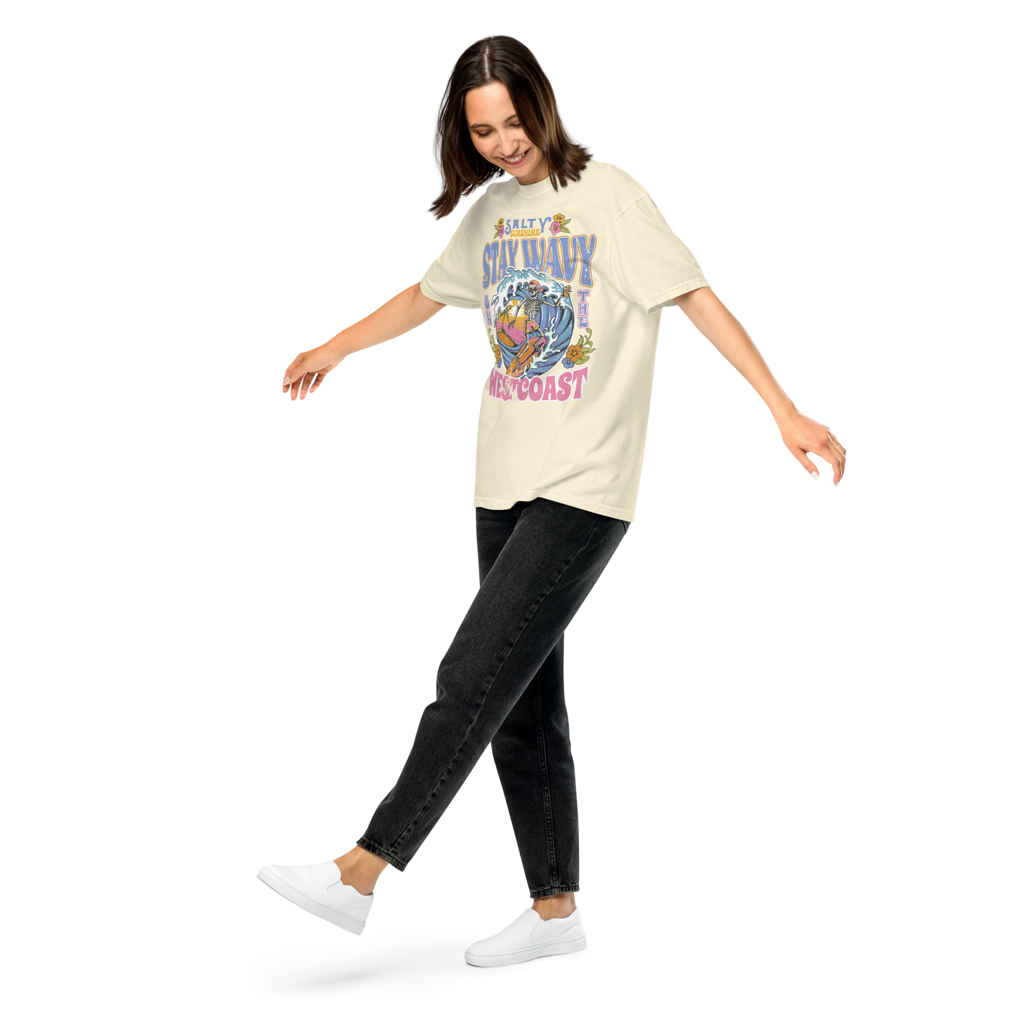 Stay Wavy West Coast Graphic Tee - Soft & Durable Cotton T-shirt