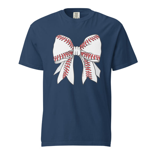 Baseball Bow Graphic Tee - Breathable Cotton T-Shirt