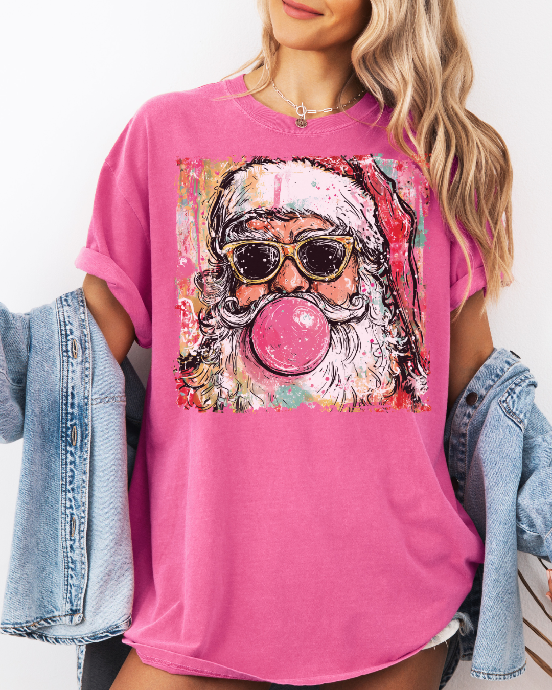 Preppy Santa Clause Bubble Gum Graphic Tee