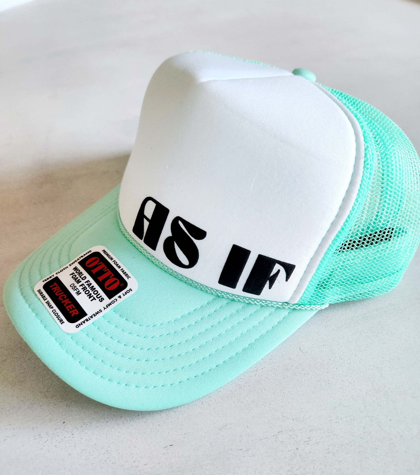 AS IF Black Puff Sea Foam Trucker Hat - Stylish & Trendy