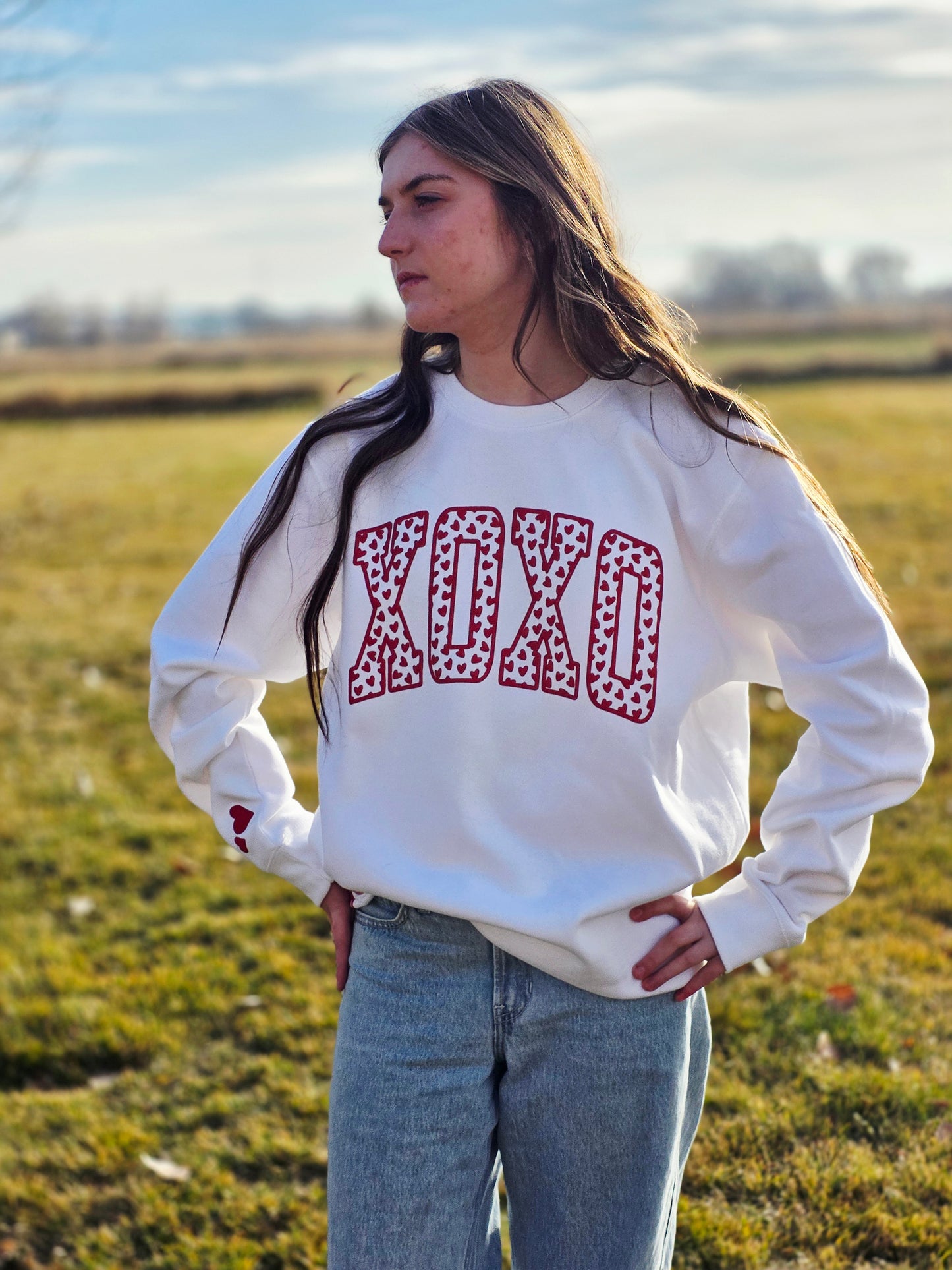 XOXO Heart Puff Print Sweatshirt