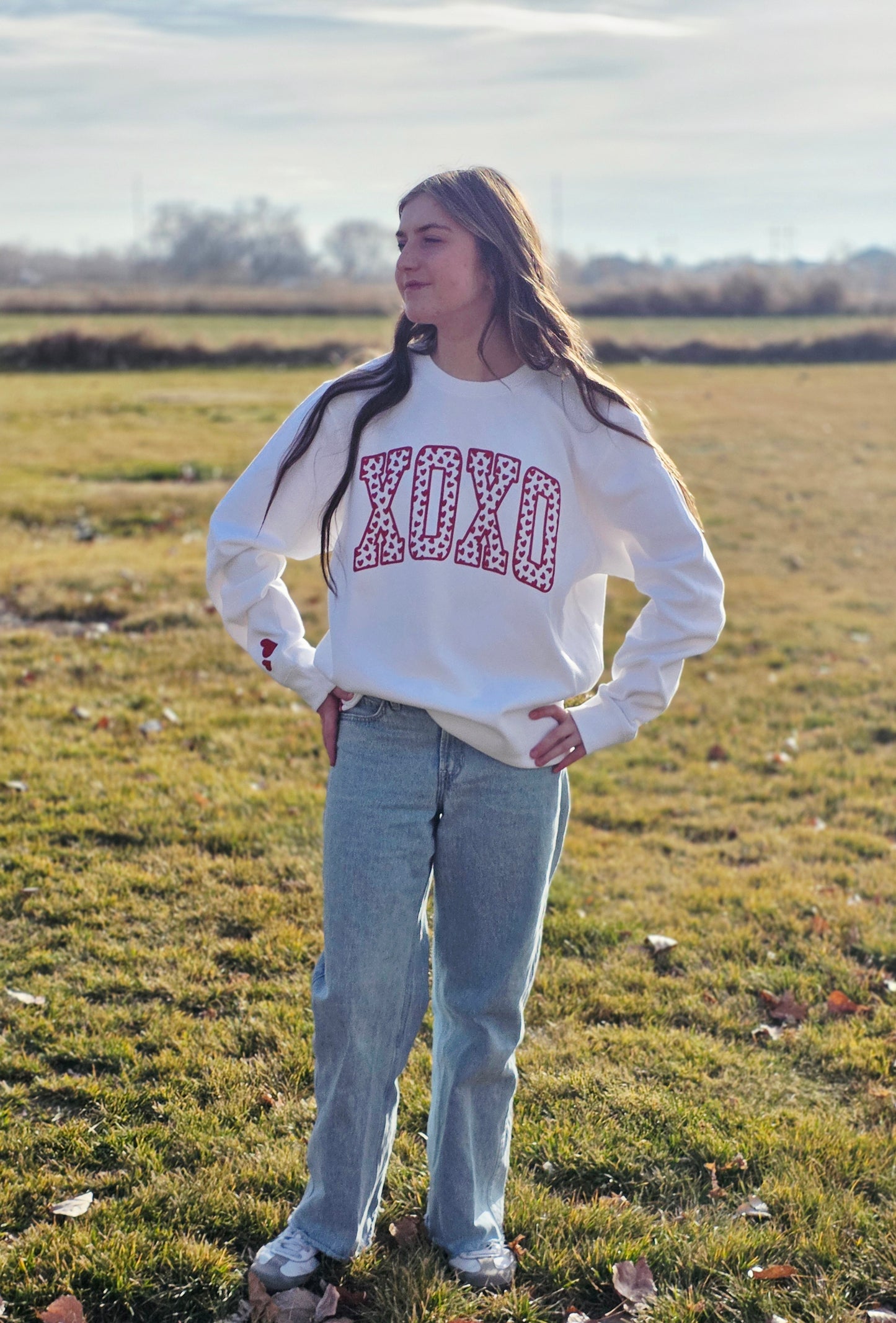 XOXO Heart Puff Print Sweatshirt