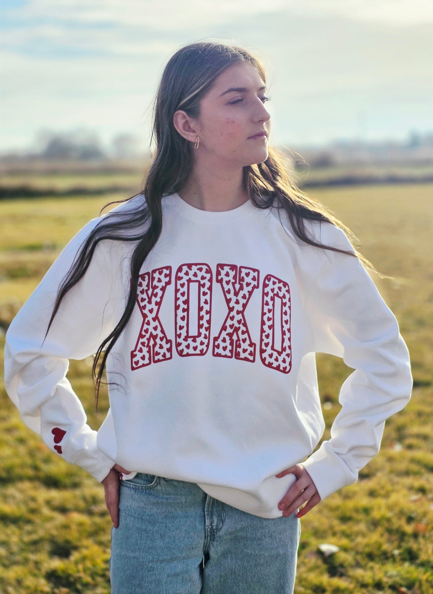 XOXO Heart Puff Print Sweatshirt