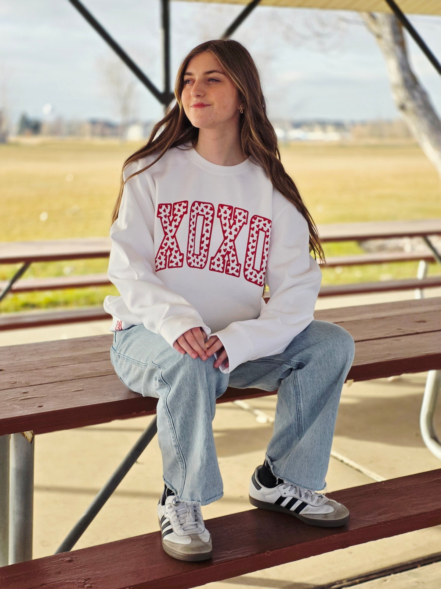 XOXO Heart Puff Print Sweatshirt