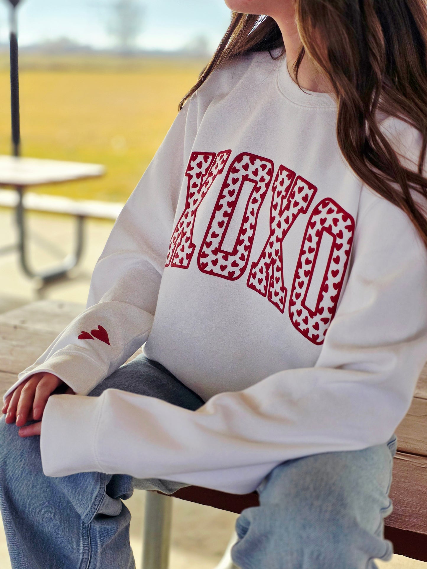 XOXO Heart Puff Print Sweatshirt