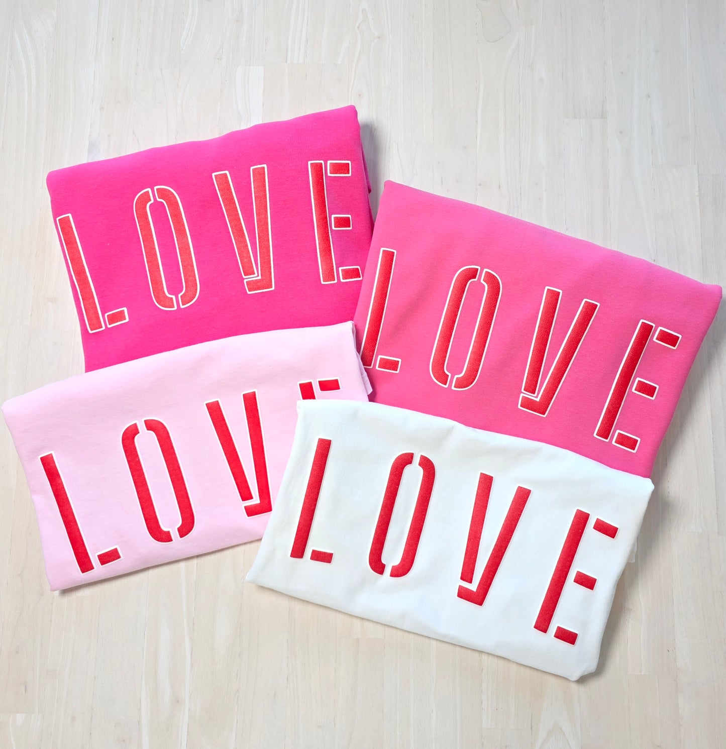 Love Stencil Puff Print Sweatshirt