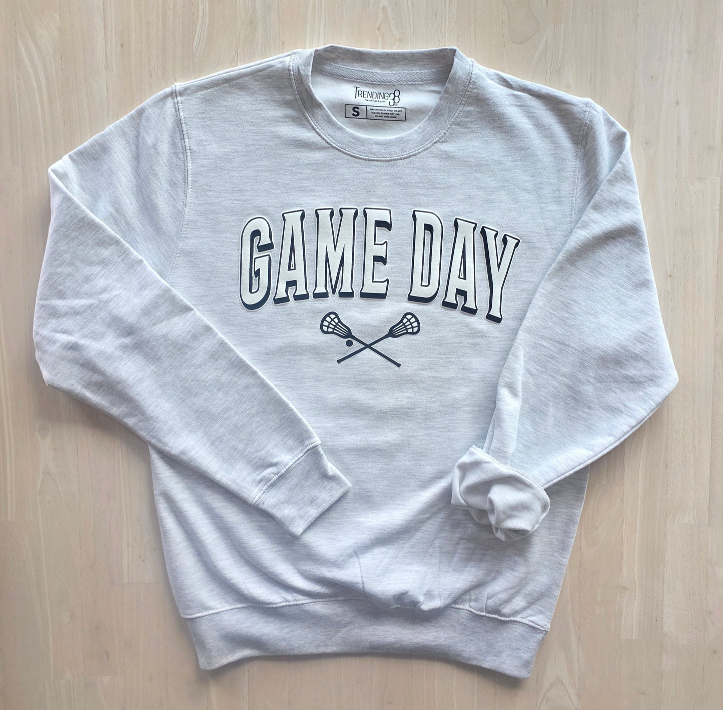 Lacrosse Game Day Sweatshirt, 3D Puff Print Sports Mom Crewneck, Raised Lacrosse Sticks & Ball, Team Fan Apparel, Lots of colors