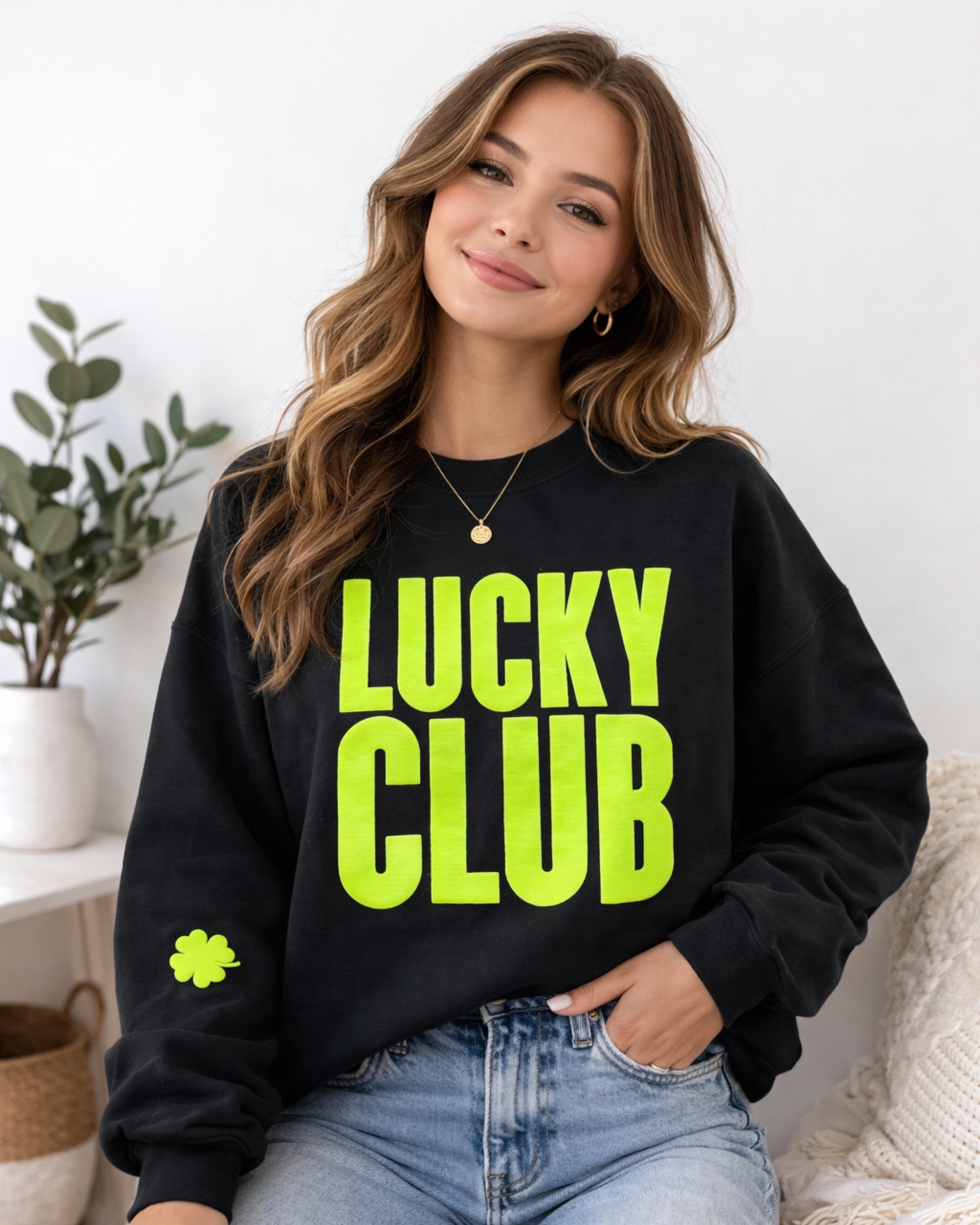 St. Patrick's Day Sweatshirt, Lucky Club, St. Patty's Day Sweatshirt, Shamrock sweatshirt, Risen 3d Puff Sweatshirt for Women, Green top