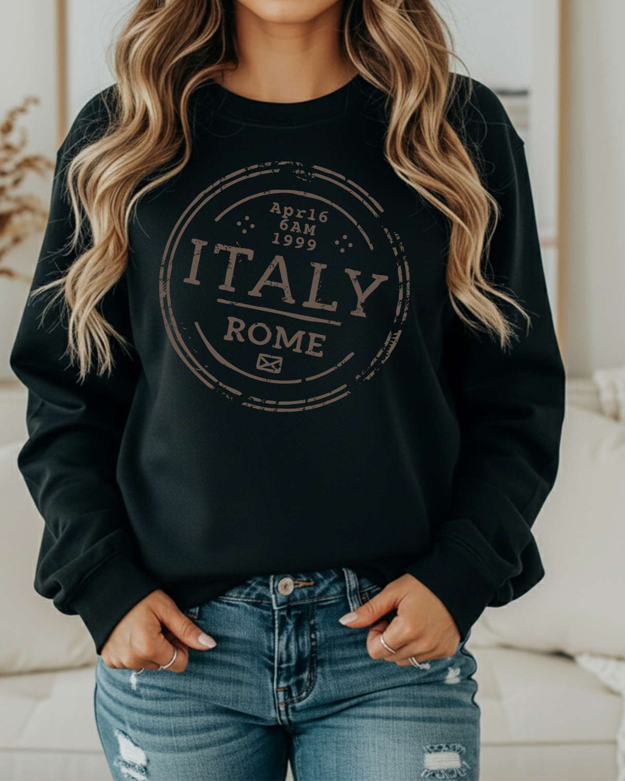 Italy Rome 1999 Vintage Stamp Sweatshirt | Retro Travel Crewneck | European Aesthetic Pullover