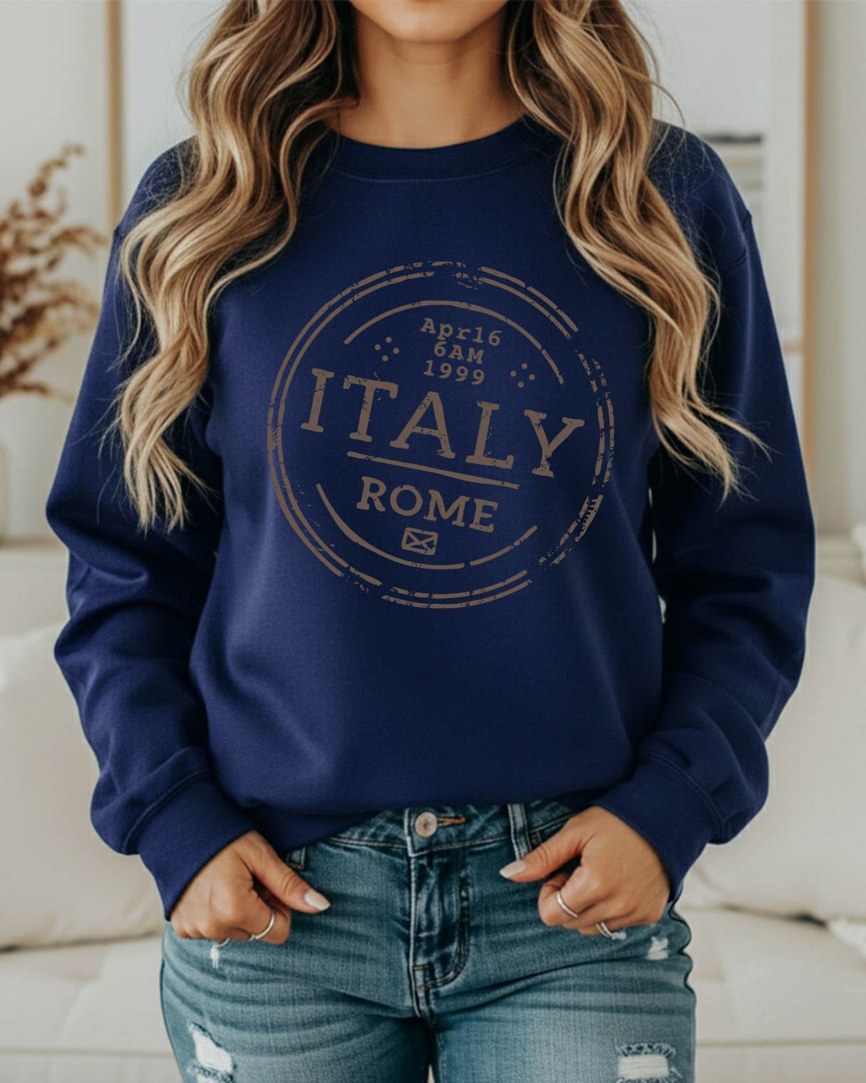 Italy Rome 1999 Vintage Stamp Sweatshirt | Retro Travel Crewneck | European Aesthetic Pullover