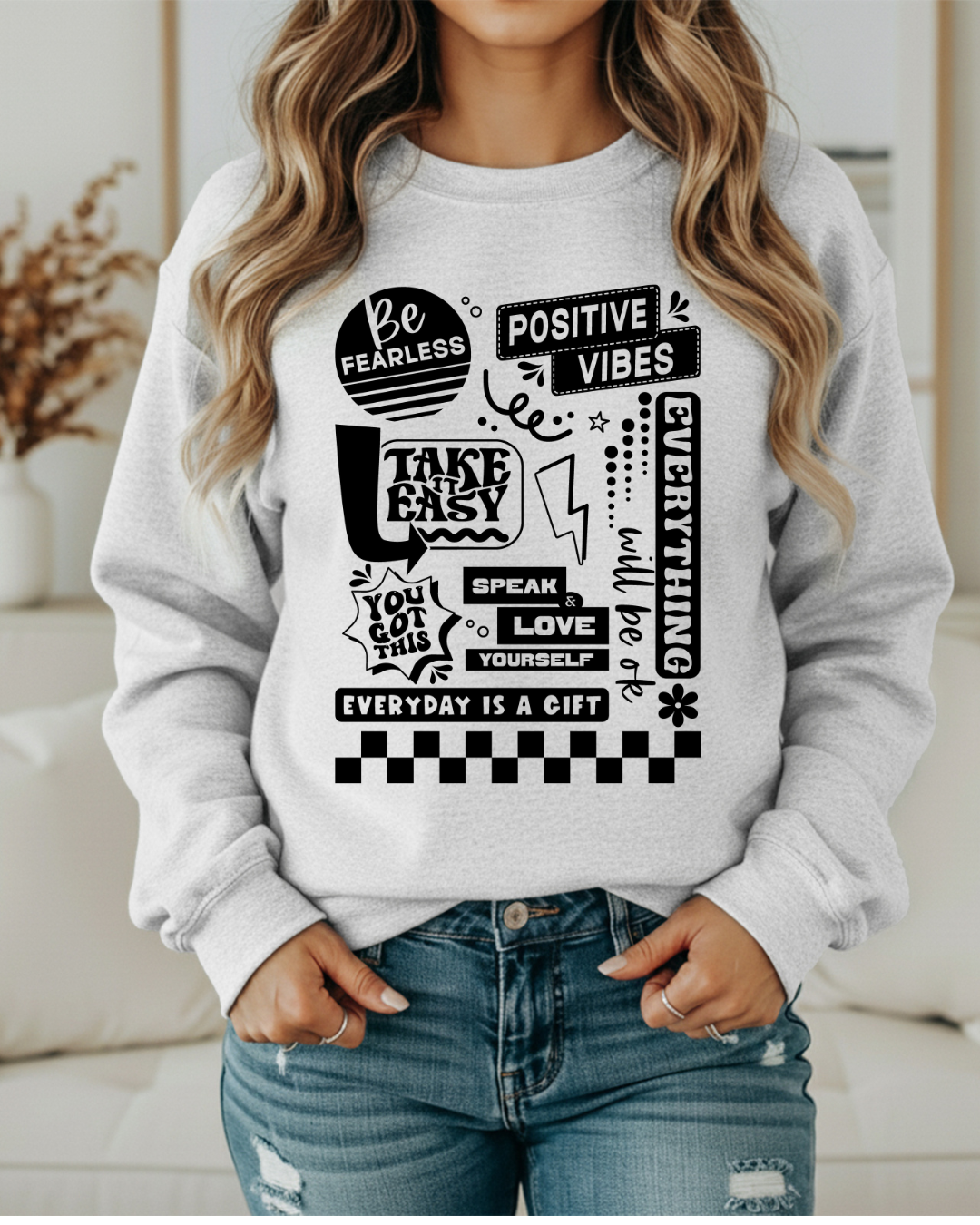 Retro Mental Health Awareness Sweatshirt | Self Love Quote Crewneck | Positive Vibes Pullover