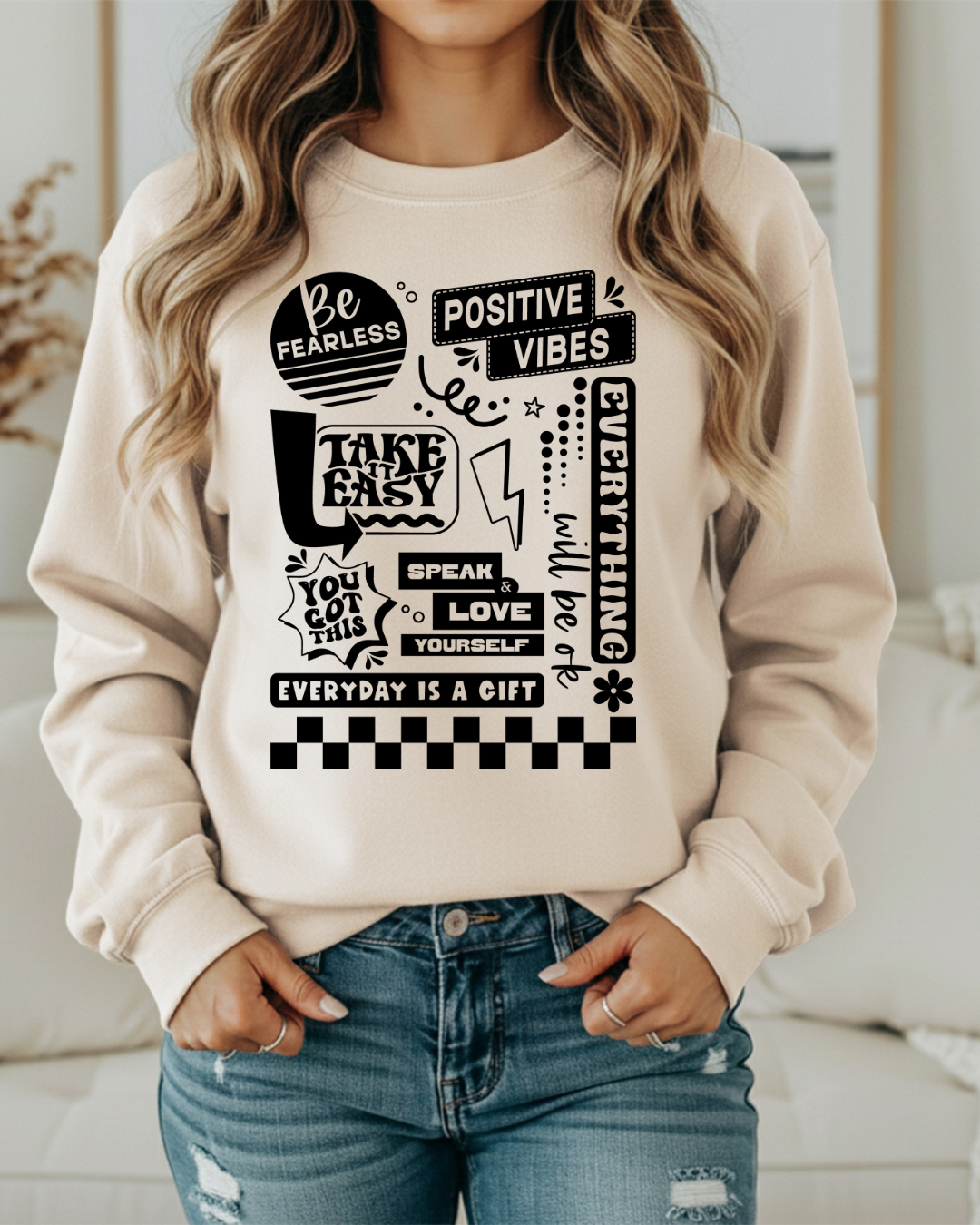 Retro Mental Health Awareness Sweatshirt | Self Love Quote Crewneck | Positive Vibes Pullover