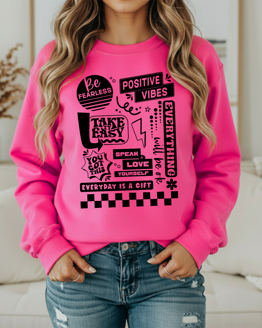 Retro Mental Health Awareness Sweatshirt | Self Love Quote Crewneck | Positive Vibes Pullover