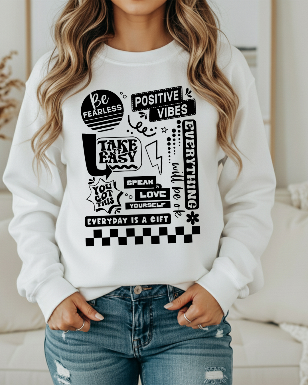 Retro Mental Health Awareness Sweatshirt | Self Love Quote Crewneck | Positive Vibes Pullover
