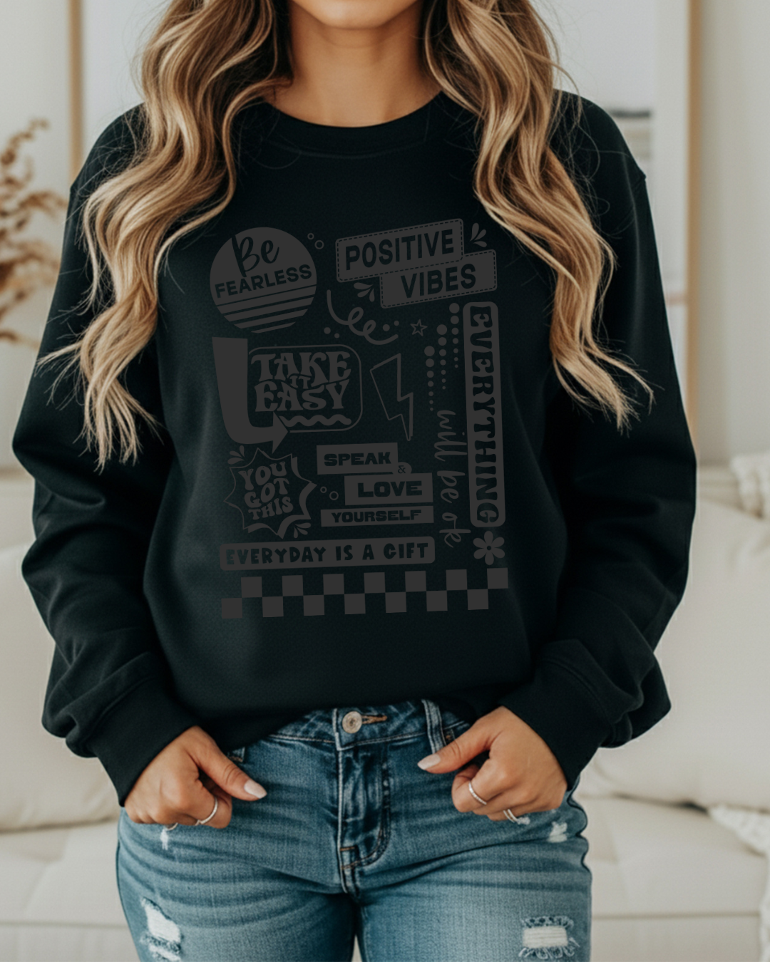 Retro Mental Health Awareness Sweatshirt | Self Love Quote Crewneck | Positive Vibes Pullover