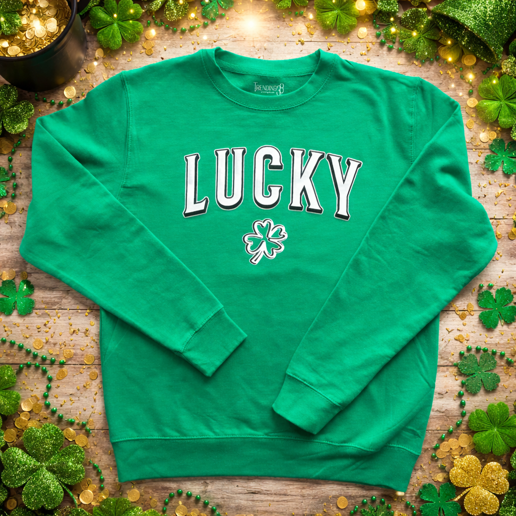 Lucky Shamrock 3D Puff Print Sweatshirt – St. Patrick’s Day Green Crewneck