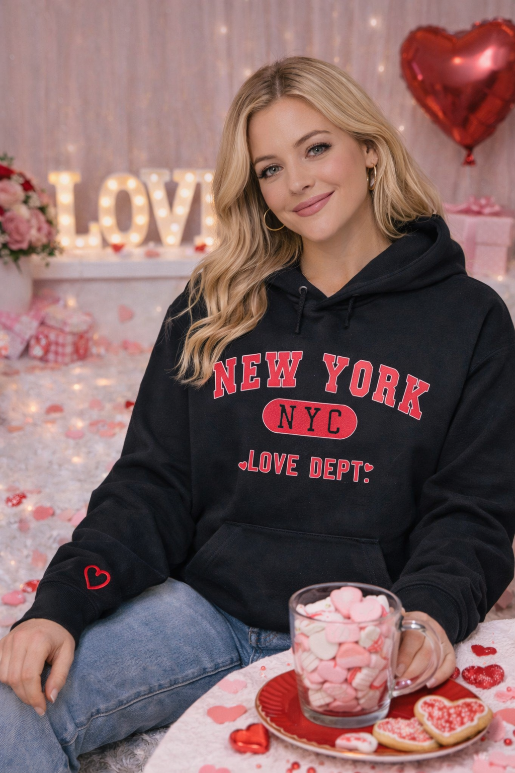 New York NYC Love Dept. Puff Print Hoodie