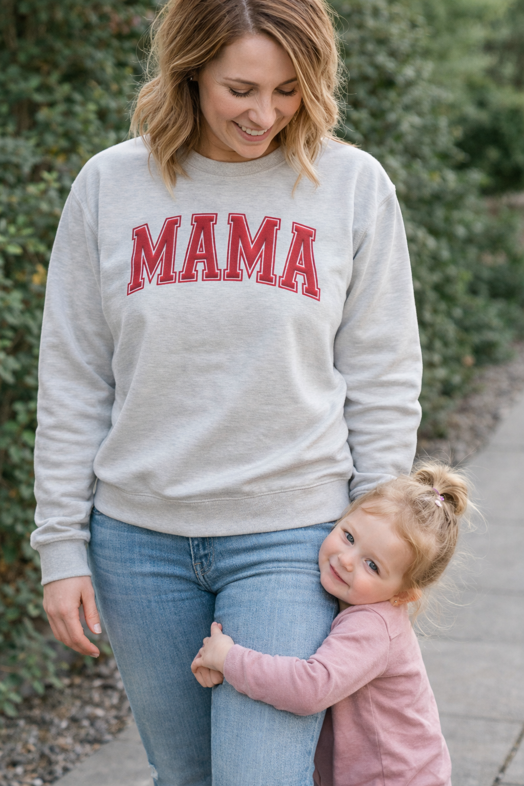 MAMA Puff Print Varsity Sweatshirt, Hoodie – Oatmeal Heather | Raised Ink Cozy Mom Crewneck/Hoodie by Trending38