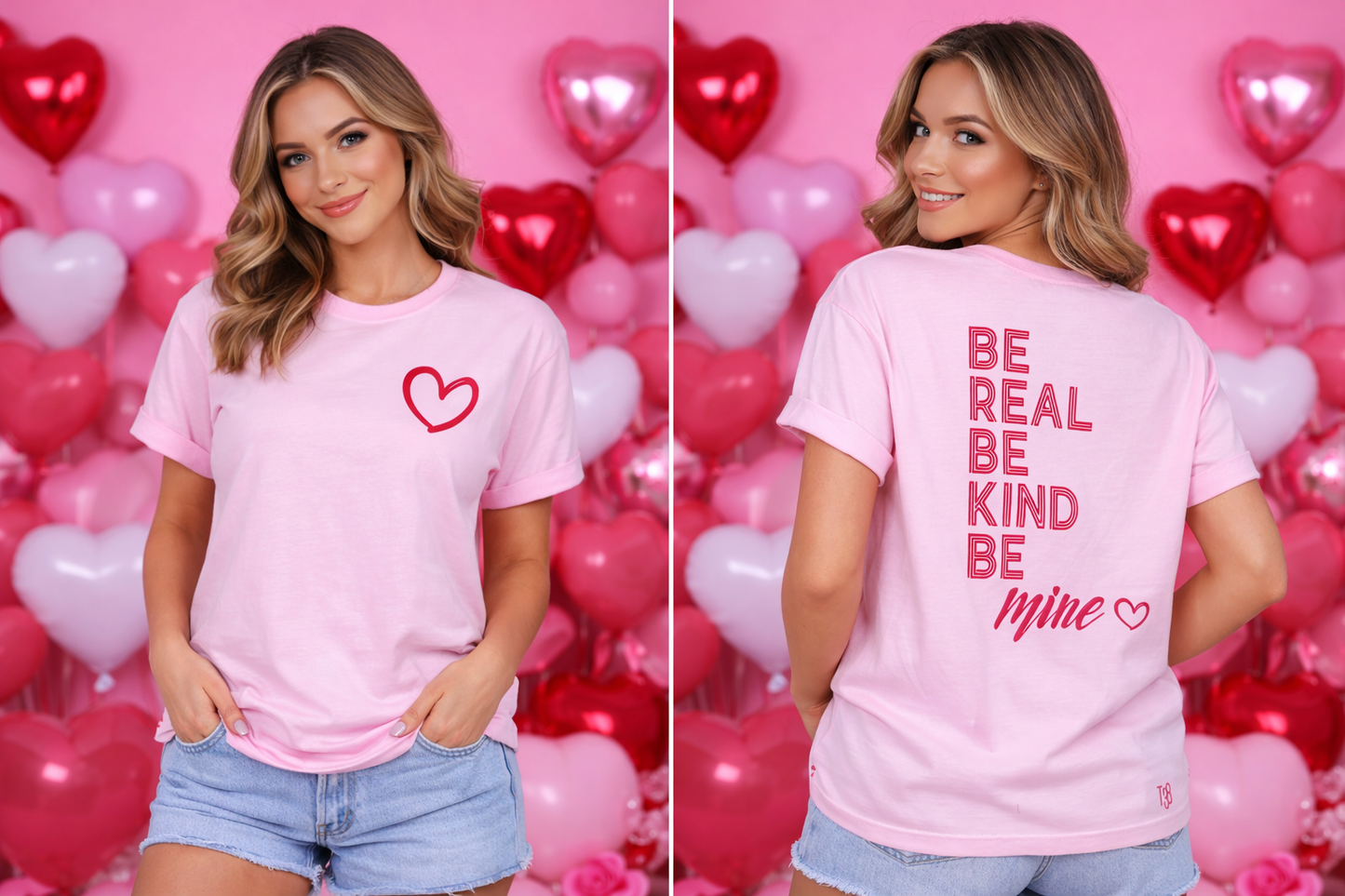 Be Real Be Kind Be Mine Puff Print Graphic Tee