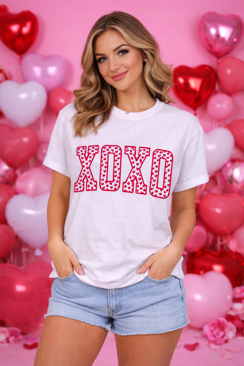 XOXO Heart Puff Print Graphic Tee