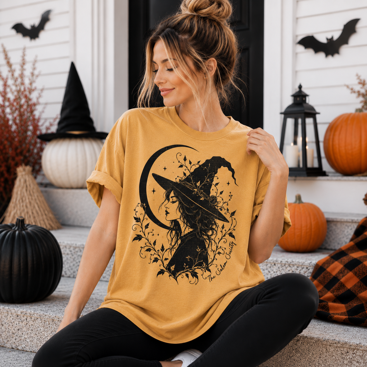 The Salem Society Vintage Witch Graphic Tee | Women's Fall Halloween Shirt