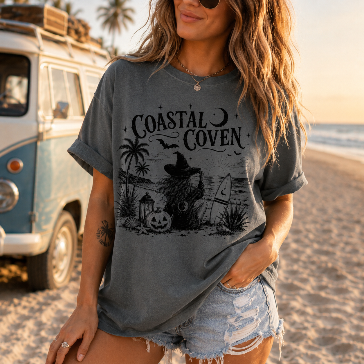 Coastal Coven Halloween Shirt | Coastal Witch Tee | Beach Halloween Shirt | Spooky Beach Graphic Tee | Witchy Fall Shirt for Women