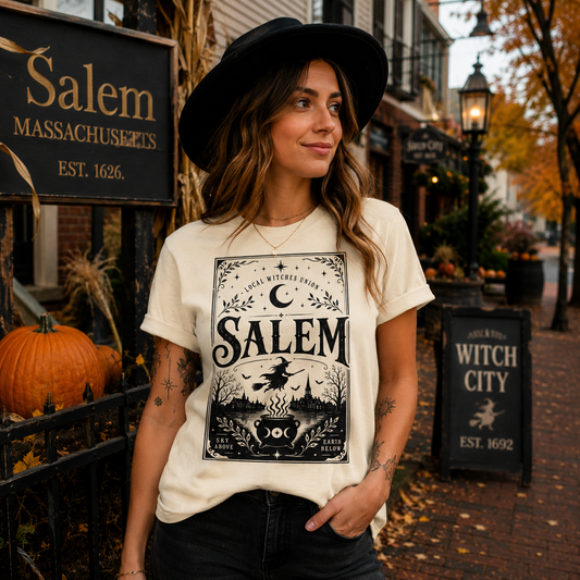 Salem Massachusetts Witch Shirt | Vintage Salem Halloween Tee | Graphic T-Shirt | Witchy Cottage core Shirt