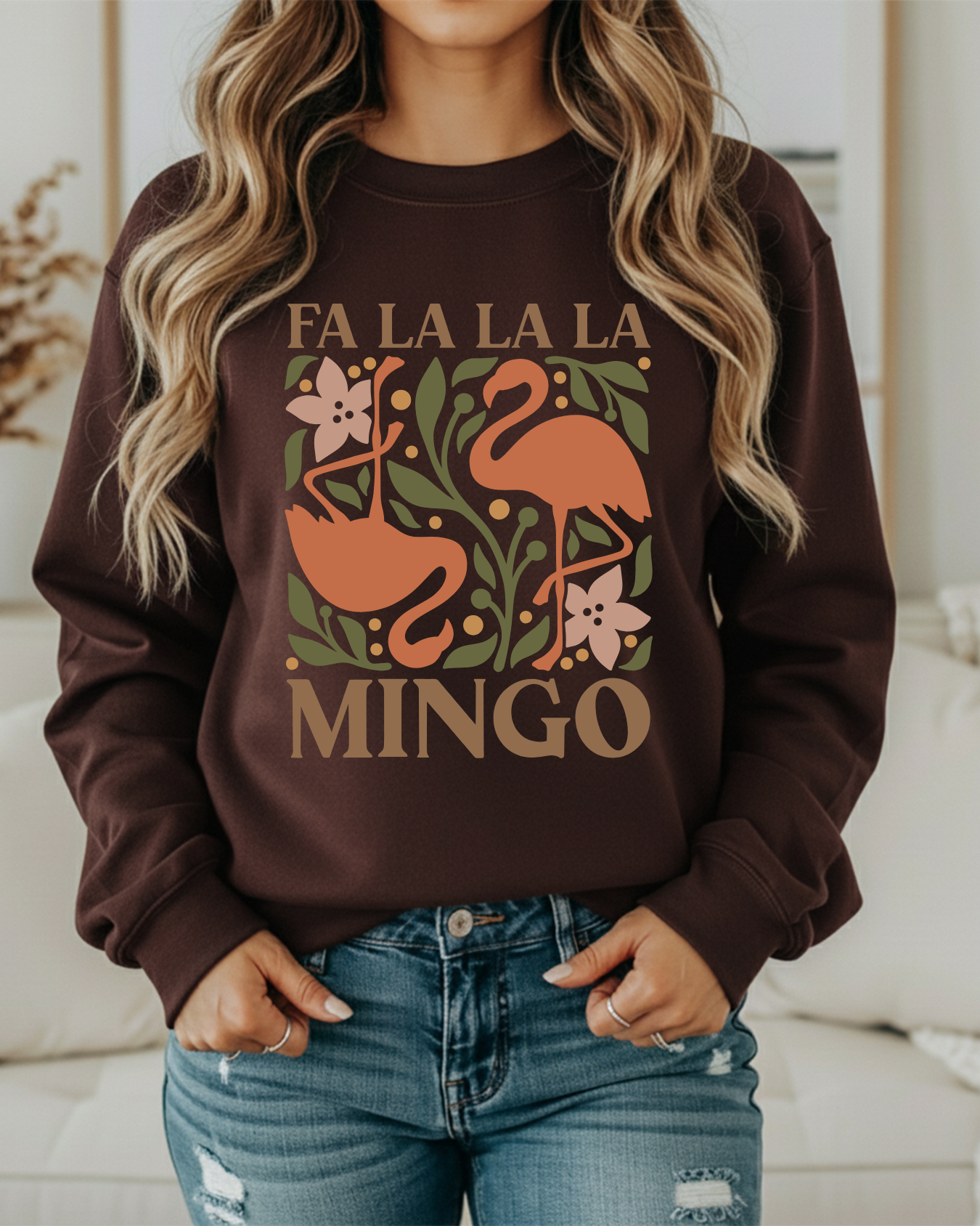 Fa La La La Mingo Sweatshirt – Festive Flamingo Christmas Crewneck