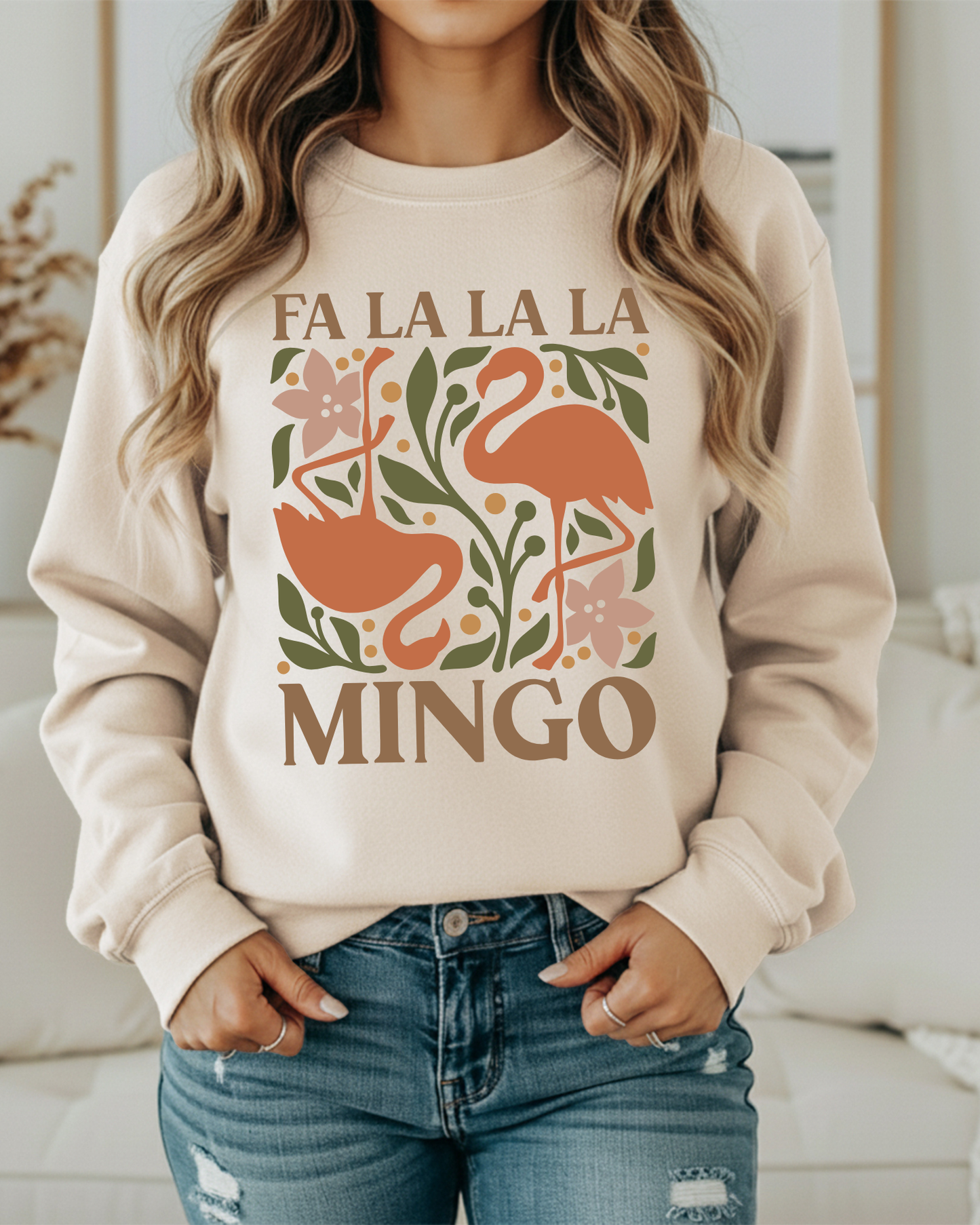 Fa La La La Mingo Sweatshirt – Festive Flamingo Christmas Crewneck