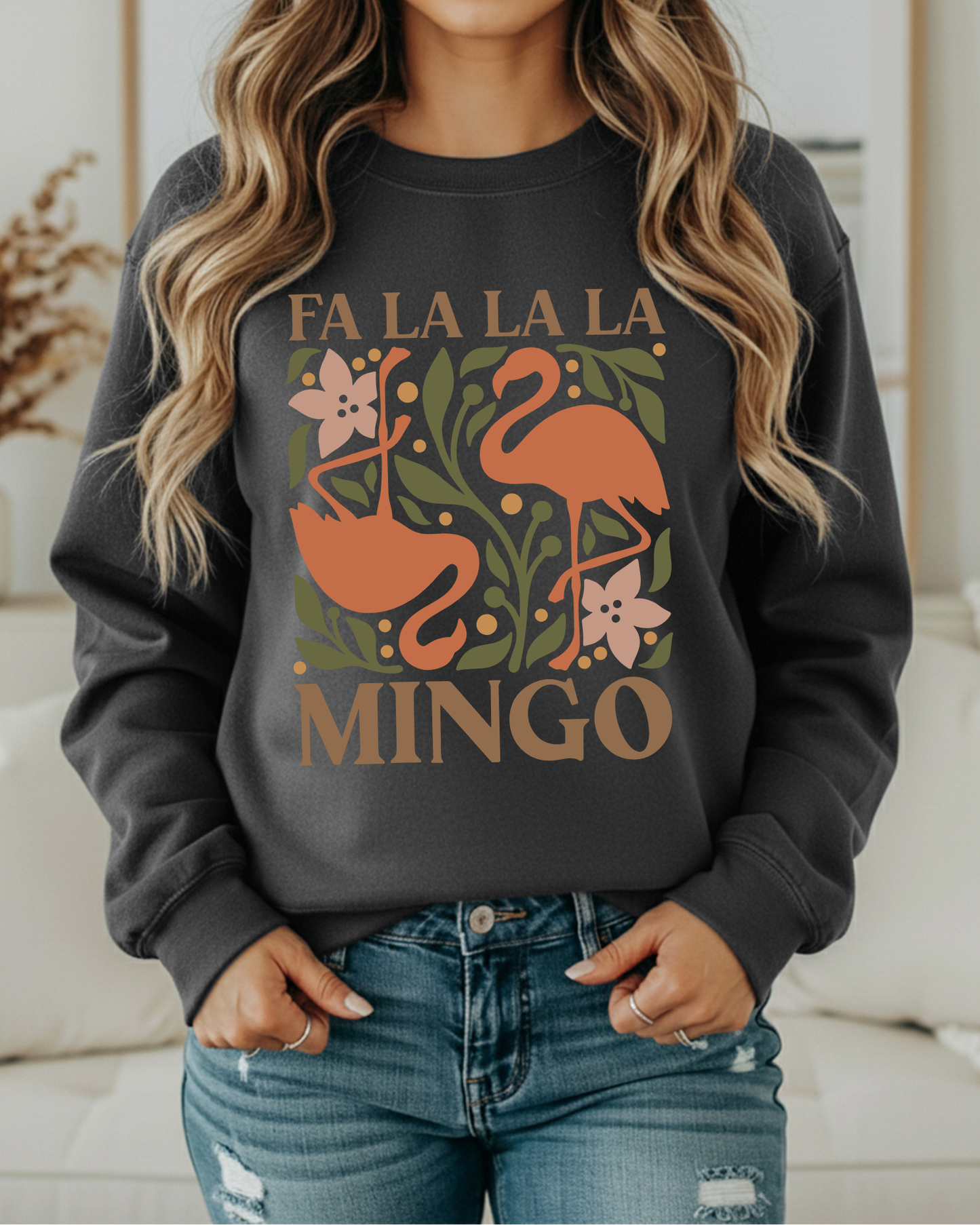 Fa La La La Mingo Sweatshirt – Festive Flamingo Christmas Crewneck
