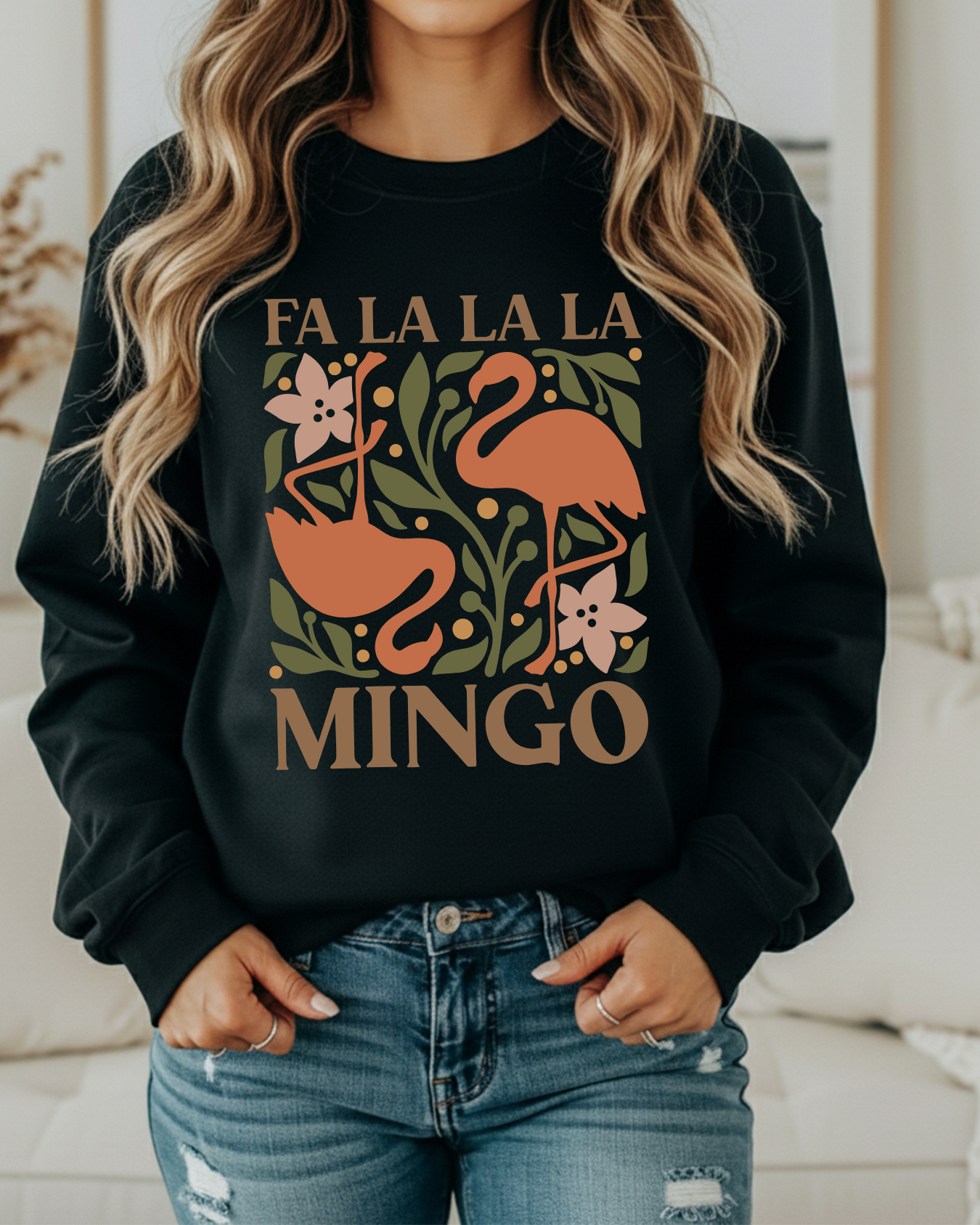 Fa La La La Mingo Sweatshirt – Festive Flamingo Christmas Crewneck