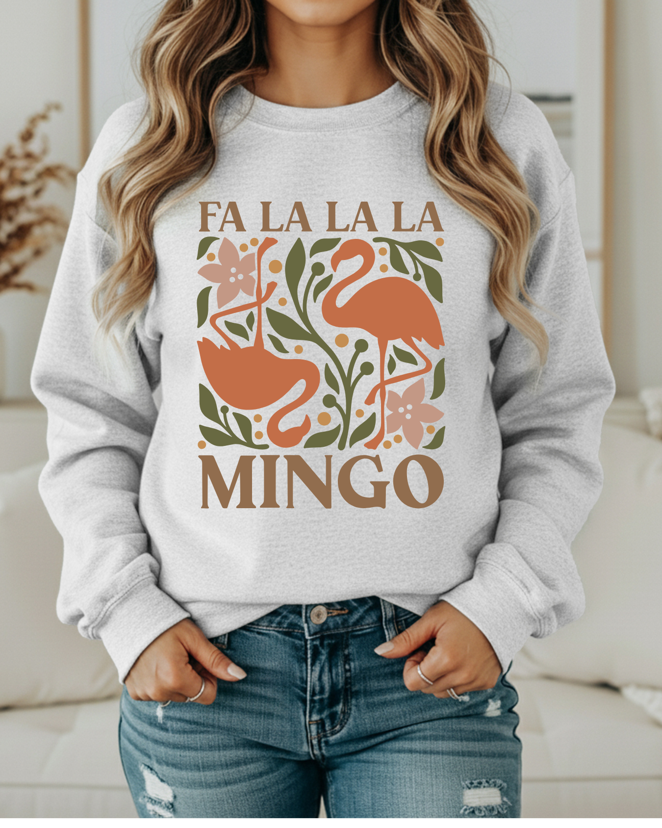 Fa La La La Mingo Sweatshirt – Festive Flamingo Christmas Crewneck