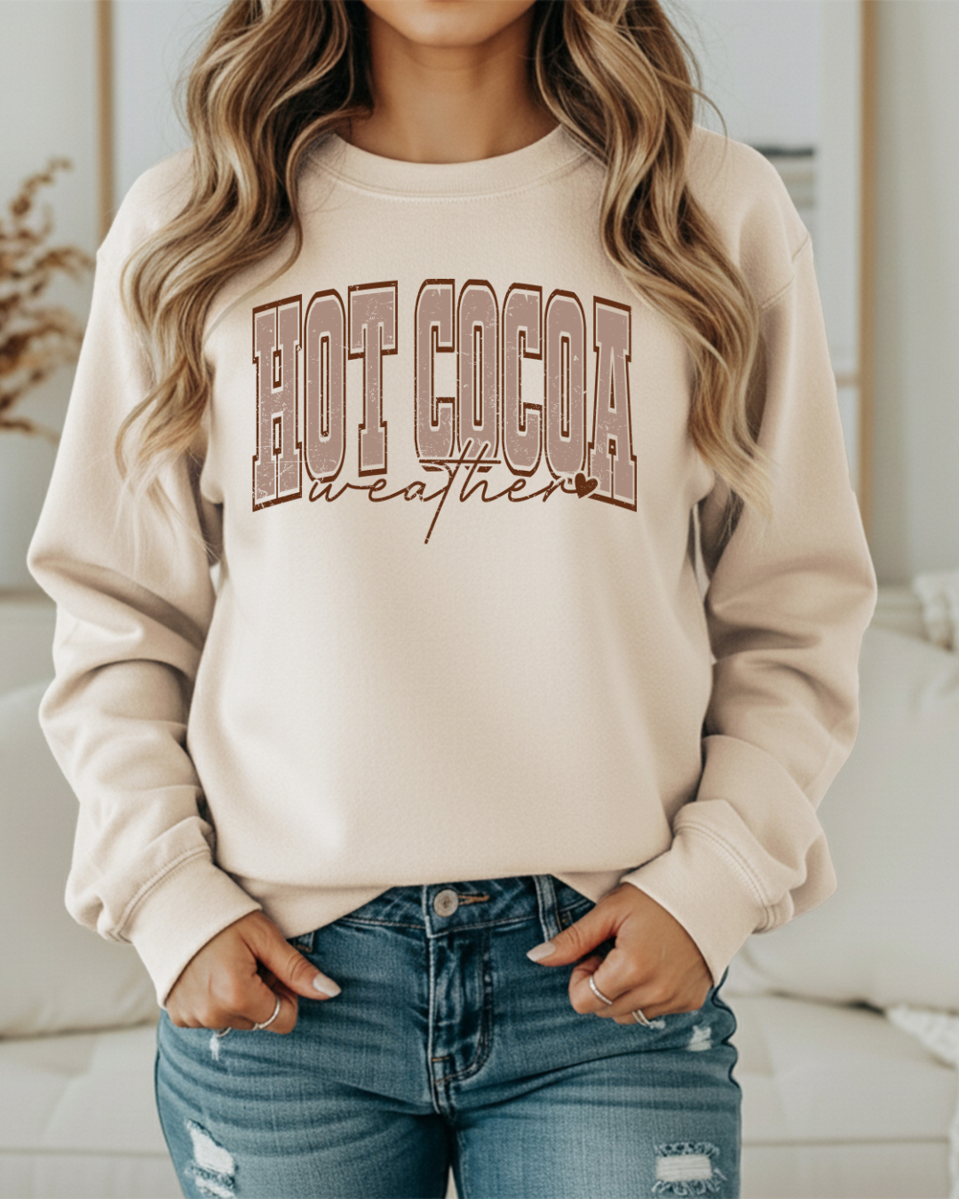 Hot Cocoa Weather Sweatshirt – Cozy Winter Holiday Sweatshirt, Cute Christmas Pullover