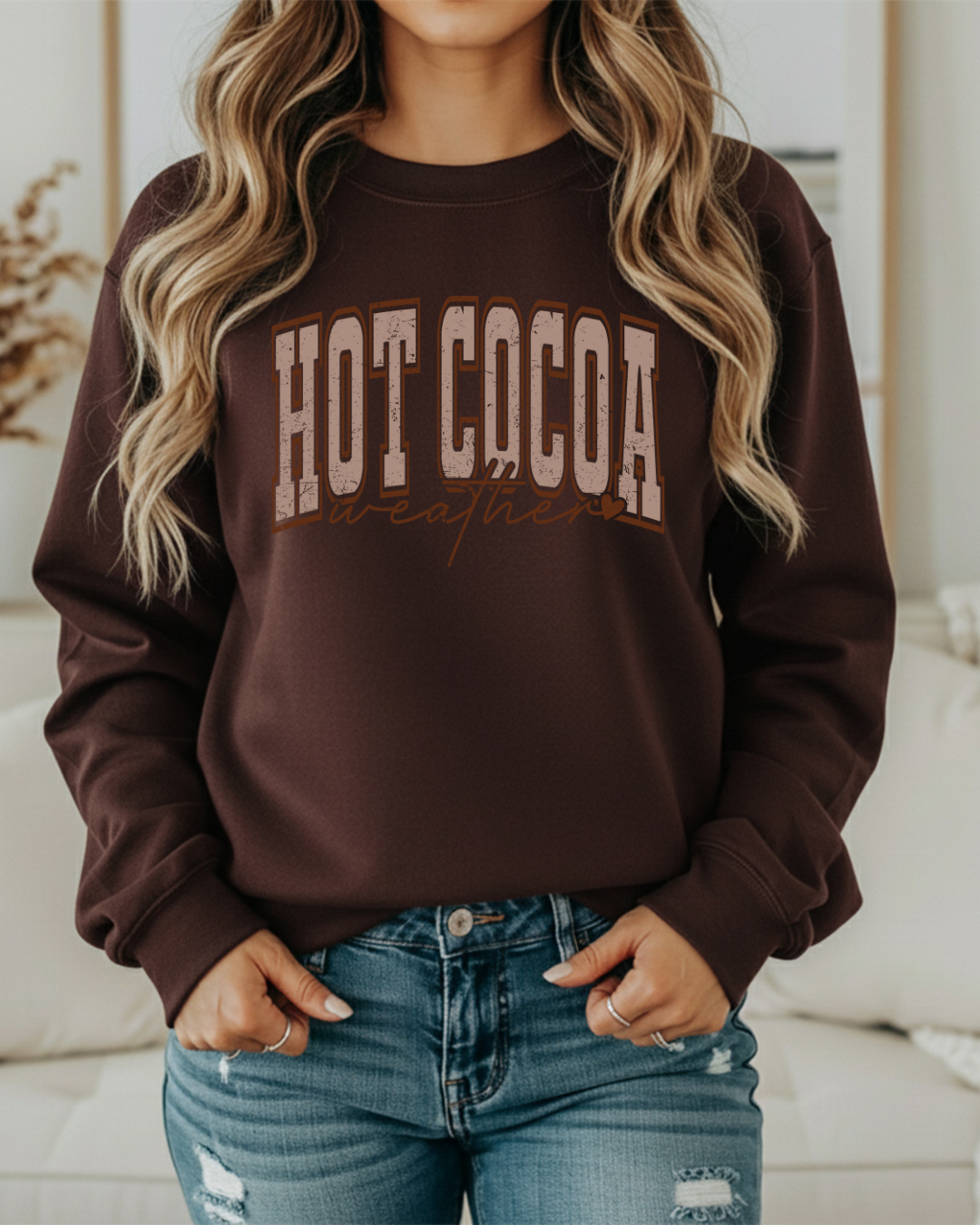 Hot Cocoa Weather Sweatshirt – Cozy Winter Holiday Sweatshirt, Cute Christmas Pullover