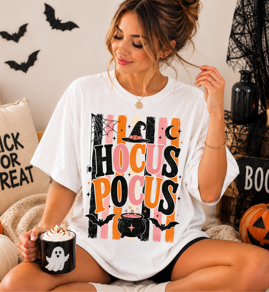 Hocus Pocus Retro Halloween Graphic Tee | Cute Witch Fall Shirt for Women
