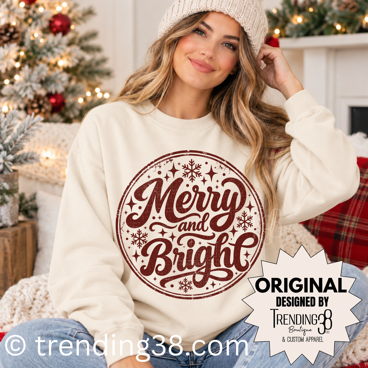 Merry and Bright Christmas Sweatshirt | Comfort Colors Crewneck