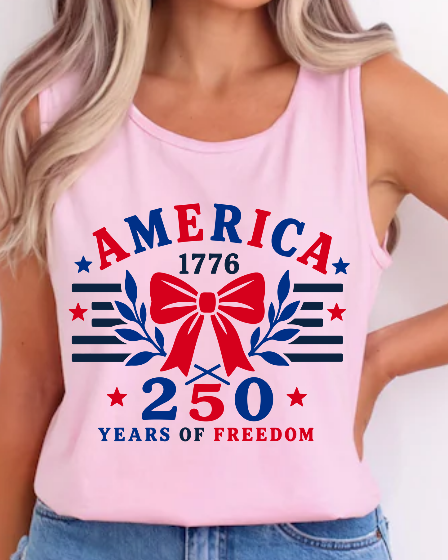 America 250 Comfort Colors® Tank Top | Patriotic Coquette Bow Tank | 1776 America 250 Years of Freedom Shirt