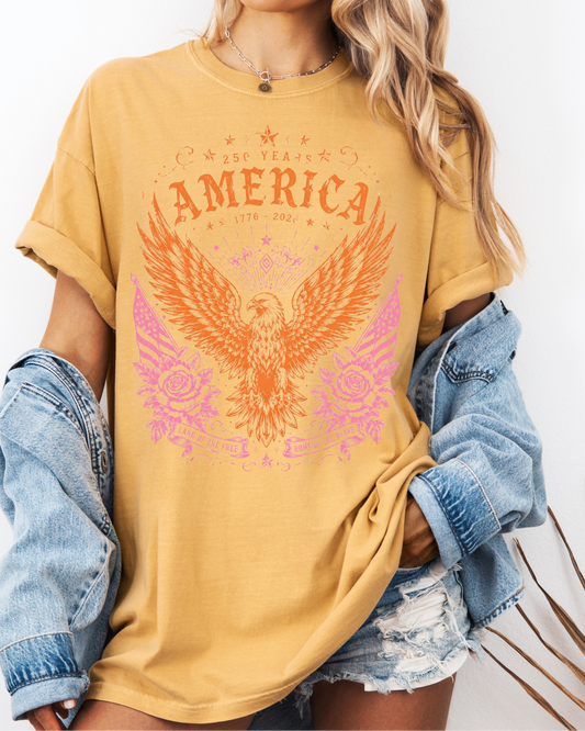 America 250 Years Comfort Colors® Tee | Patriotic Eagle Graphic Shirt | 1776-2026 USA Independence Anniversary T-Shirt