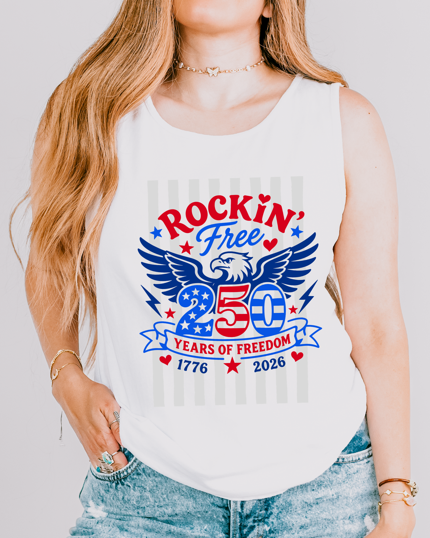 Rockin' Free 250 Comfort Colors® Tank Top | Patriotic America 250 Tank | 1776-2026 Freedom Graphic Tank