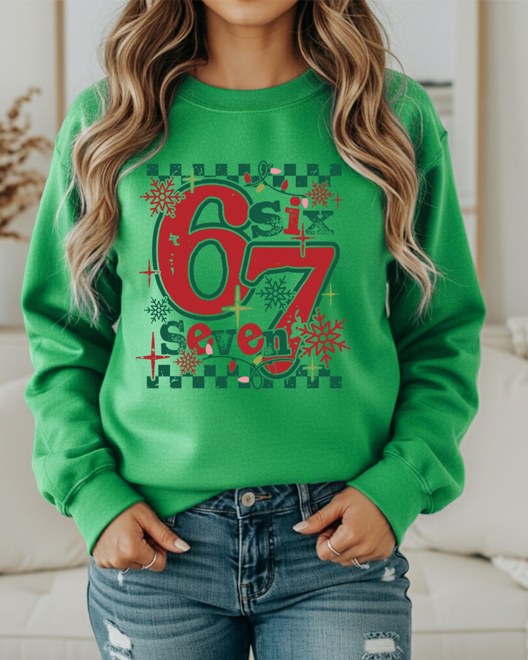 Six Seven Christmas Sweatshirt – Funny Holiday Saying Sweatshirt, Festive Winter Pullover