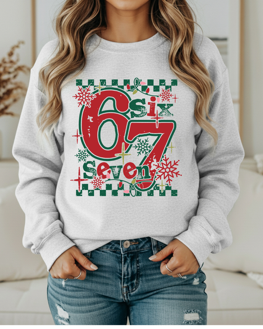 Six Seven Christmas Sweatshirt – Funny Holiday Saying Sweatshirt, Festive Winter Pullover